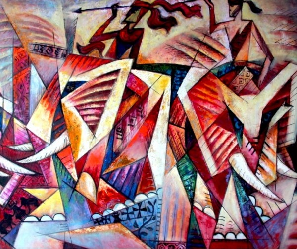 Racing Elephant. 100x120 cm (1)